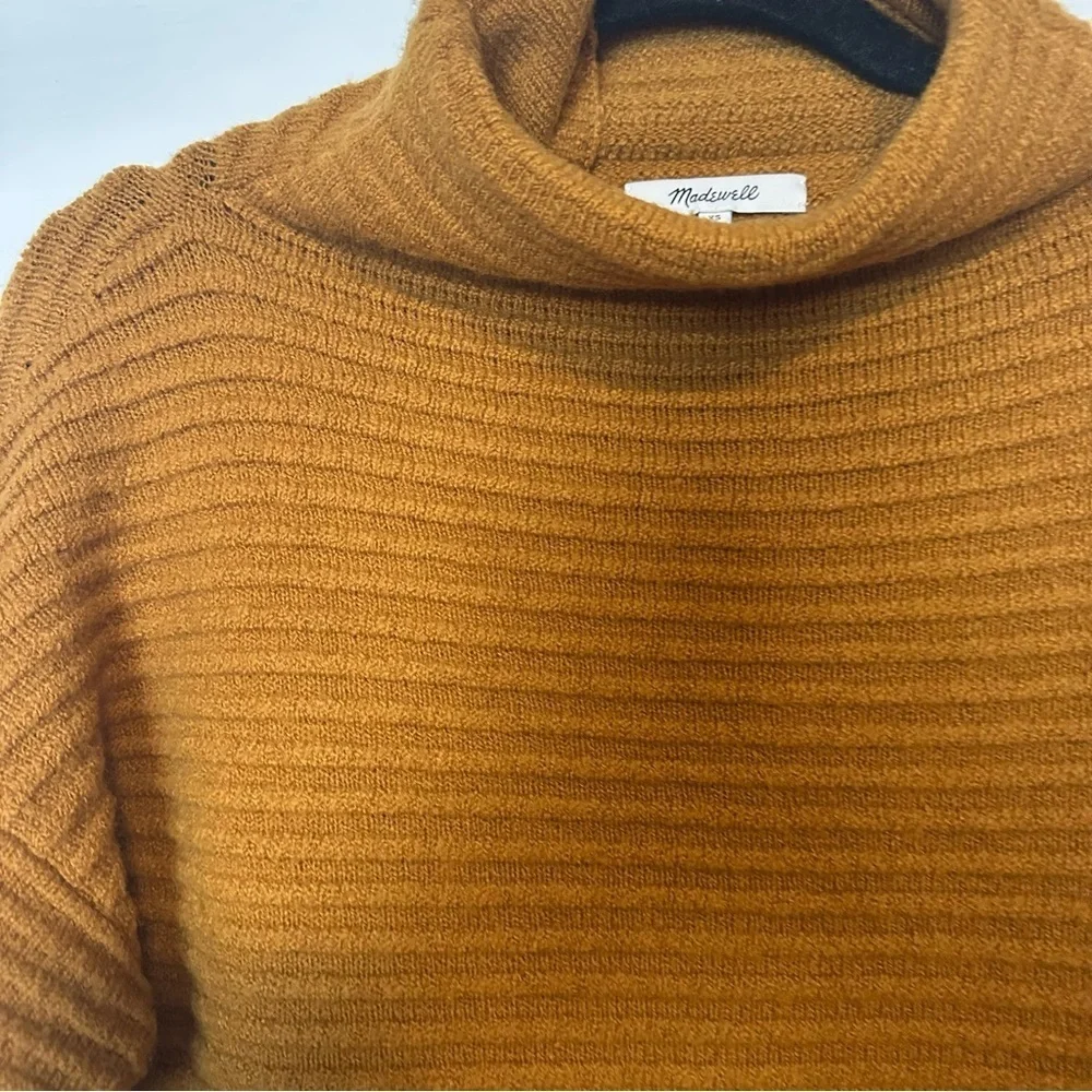 Madewell Belmont Mockneck Sweater in Coziest Yarn in orange.